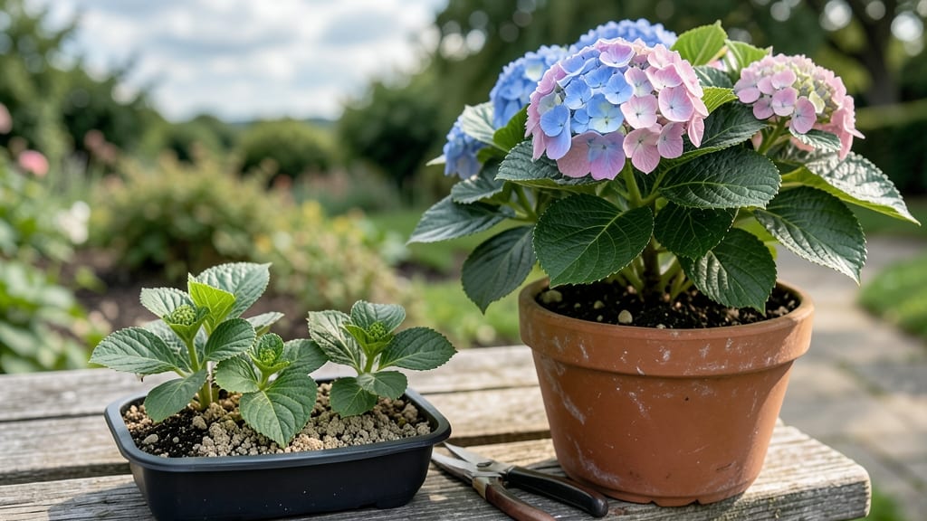 Hydrangea Plant Seeds: Pole-Trained Blooms in Containers Without Crowding