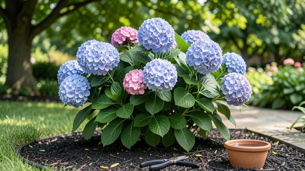 Double Flower Hydrangea: Pole-Trained Blooms in Compact Gardens Without Crowding