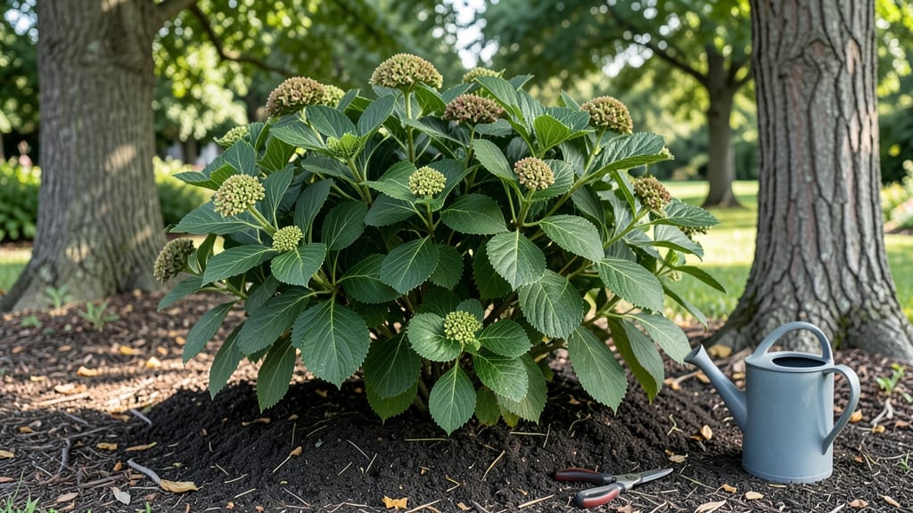 Hydrangea Before Bloom: Pole-Trained Color in 55 Days Without Bitterness