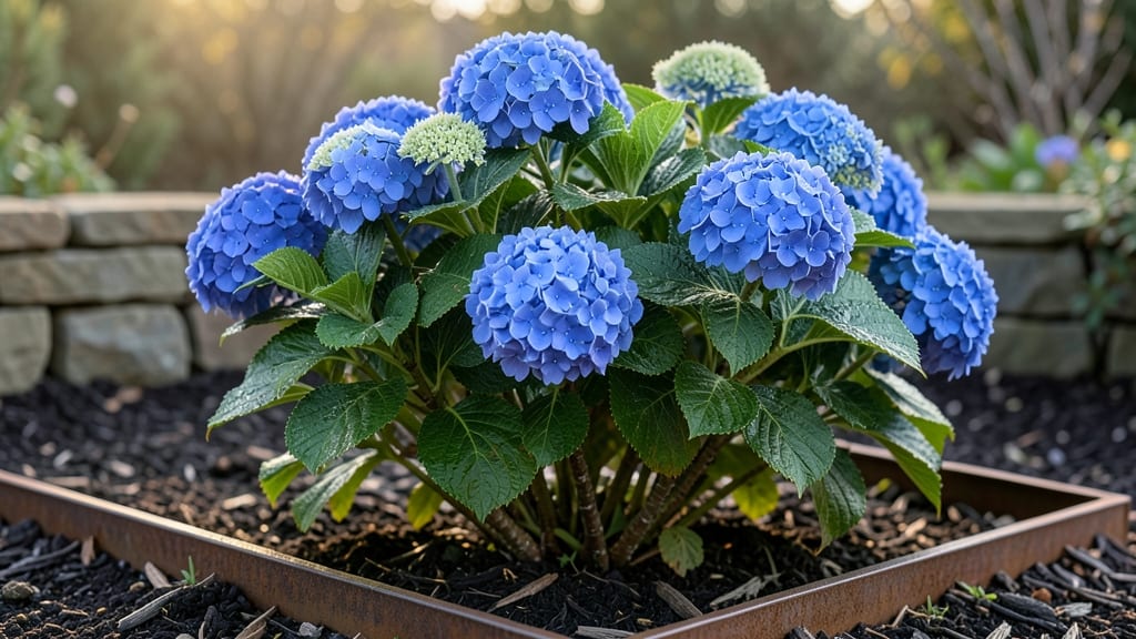 Blue Mophead Hydrangea: Pole-Trained Bloom Bonanza in Containers