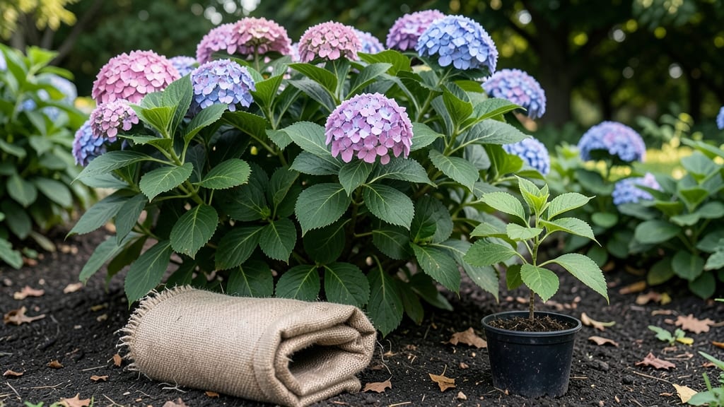 Burlap Wrapped Hydrangeas: Pest-Repellent Barrier That Boosts Blooms