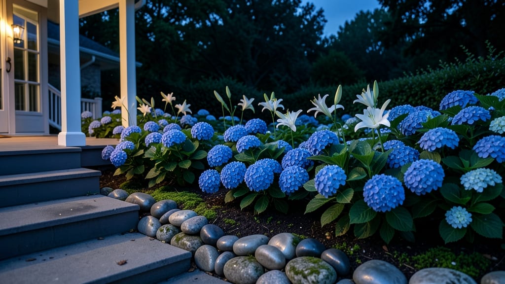 Blue Hydrangea Moon Garden Design