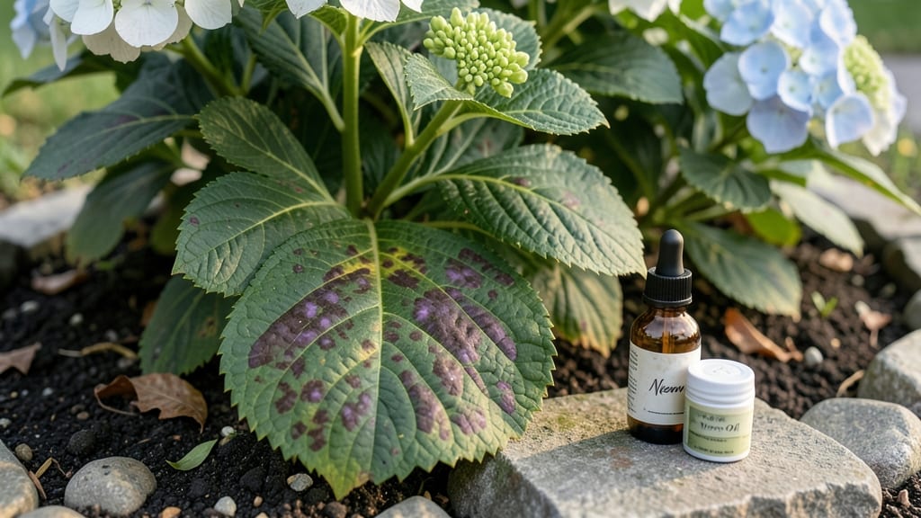 Purple Spots on Hydrangea Leaves: Fungal Blight Identification and Cure