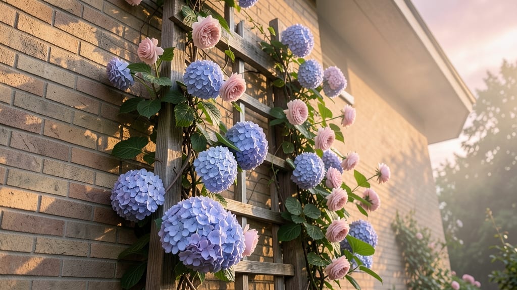 Hydrangea Trellis with Climbing Roses