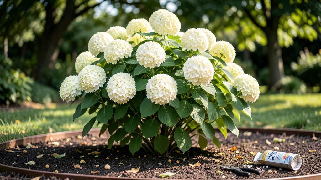 Full-Grown Bobo Hydrangea: Pole-Trained Elegance for Small Gardens