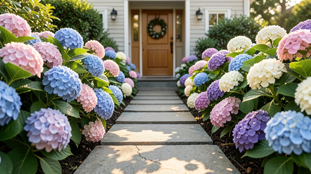 Hydrangea Walkway with Stepping Stones
